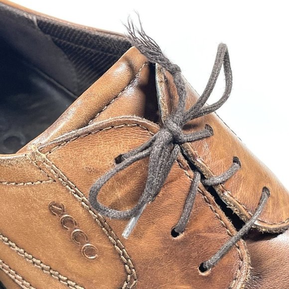 ECCO Men's Helsinki Brown‎ Leather Lace Up Square Toe Oxford 12-12.5 US / EUR 46 - Picture 10 of 14